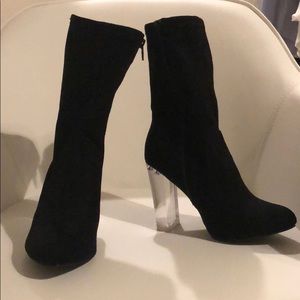 Black suede booties